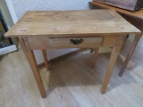 Primitive single drawer work table, rustic farmhouse