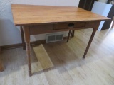 Primitive single drawer pine work table, rustic farmhouse