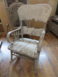 Wooden white wash painted rocking chair