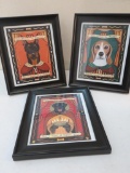 Three framed dog prints, Retro Pets