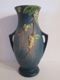 Roseville Snowberry Vase, blue, 12 1/2