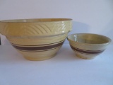 Two Brown Banded Stoneware mixing bowls