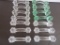 14 glass drawer pulls, clear and green, 4