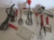 Vintage red handled kitchen utensils and beaters, 9 pieces