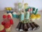 17 sets of vintage colored plastic and glass salt and pepper shakers