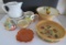 Decorative ceramic lot, bowls, pitcher and teapot