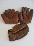 Three Vintage Baseball Gloves