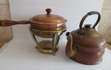 Copper Tea Kettle and Copper Chafing dish on stand