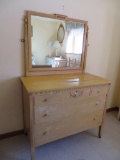 Wooden dresser five drawer with swing mirror