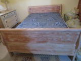 Full Size Sleigh Bed, white wash finish with box spring Coronation