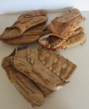 Three Vintage Baseball Gloves