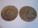 Two outdoor terra cotta style plaques, 12