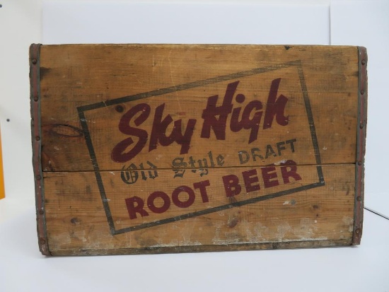 Wooden Sky HIgh Root Beer crate, for six half gallons