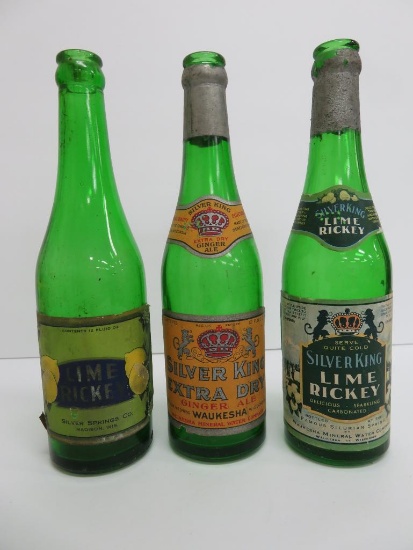 Waukesha and Madison paper label bottles, Lime Rickey and Ginger Ale