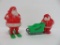 Two Vintage Plastic Santa figures, Santa with sleigh and Santa with skis