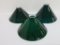 Three emerald Green cased glass shades