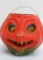 Vintage Paper Mache Pumpkin with paper face, 4 1/2