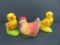 Plaster Chicks and Chicken Candy Container