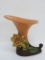 Roseville Water Lily cornucopia Vase, orange/brown, 177-6, 6