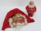 Vintage Roly Poly Santa, paper mache, and Santa Mask by Dessart