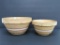 Two Stoneware bowls, pink banded yelloware, 8