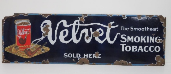 Velvet Smoking Tobacco Metal Sign, enamel