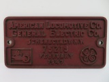 American Locomotive Co General Electric Co cast iron sign, 1947, Alco, 12