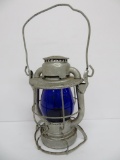 Maine Central Railroad Lantern with cobalt glass, 10