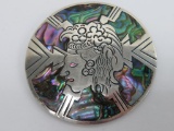 Silver 925 abalone inlay pin pendant, Plata, 2 1/2