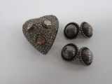 c 1860's diamond pendant and Taxco Sterling buttons pendant