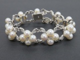 Stunning 14kt pearl and rhinestone bracelet, 7