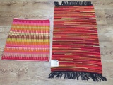 Two bright colored woven rugs, MCM colors