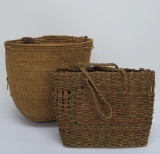 Two Native American Gathering baskets, as found, attributed to Winnebago