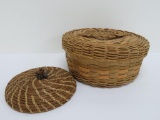 Native American covered basket attributed to Winnebago Tribe, 8