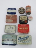 10 vintage tins, medicine