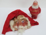 Vintage Roly Poly Santa, paper mache, and Santa Mask by Dessart