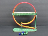 Shoot-A-Loop marble game with six vintage marbles, Wolverine Co