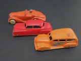 Three vintage metal toy cars, 3