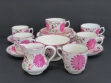 Pink lustre Staffordshire luncheon set, possible Sunderland