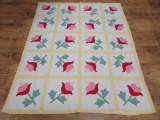 Floral applique quilt, tulip, 61