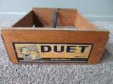 Duet Blue Goose Growers fruit crate with applied leather handle