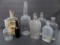 Eight liquor bottles and flasks