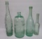 Green decorative water and wine bottles