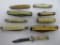 Nine vintage pocket knives