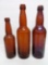 Three amber Milwaukee made Beer Bottles