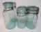 Six blue Trademark Lightning glass closure, canning Jars