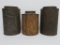 Three fancy metal coffee tins, 8 1/2