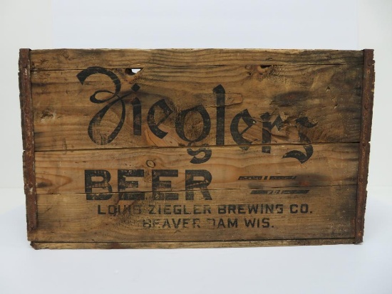 Ziegler Beer wood box, Beaver Dam Wis, 18"