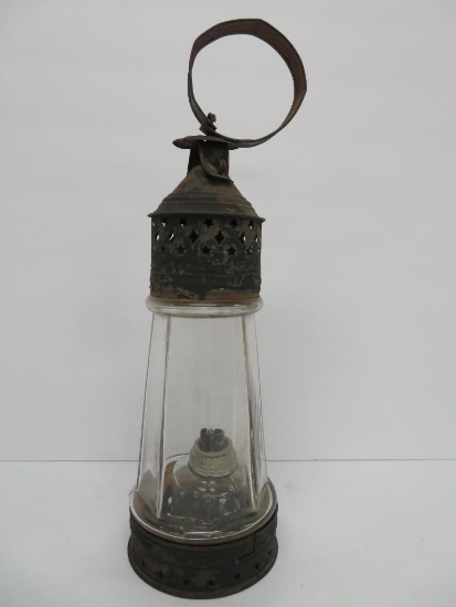 19th Century Whale Oil Lighthouse Lantern, 11"