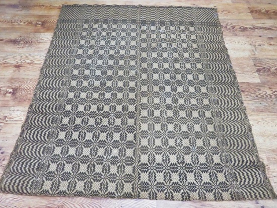 Lovely Brown two tone hand woven coverlet, early 18800's, 66" x 79"